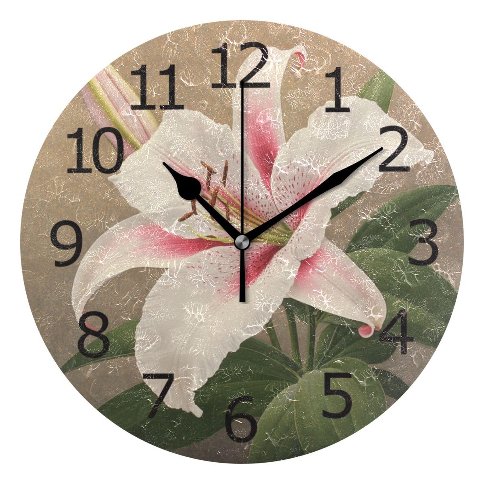 Horloges Murales Ronde Lys Pendule Murale Facile À Lire 25Cm pour Bureau Contemporain