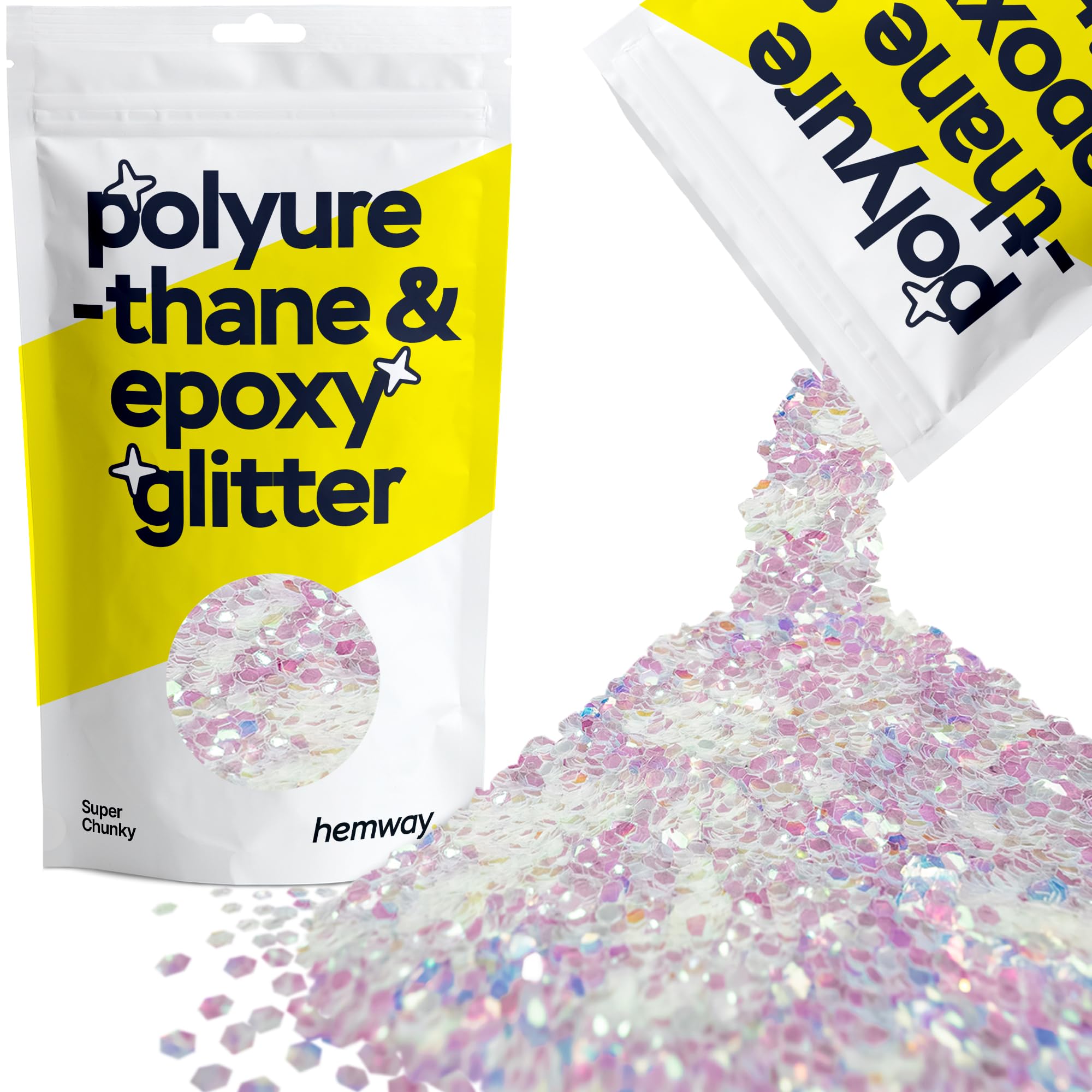 Hemway Resin Glitter Mother of Pearl Iridescent 100g Super Chunky