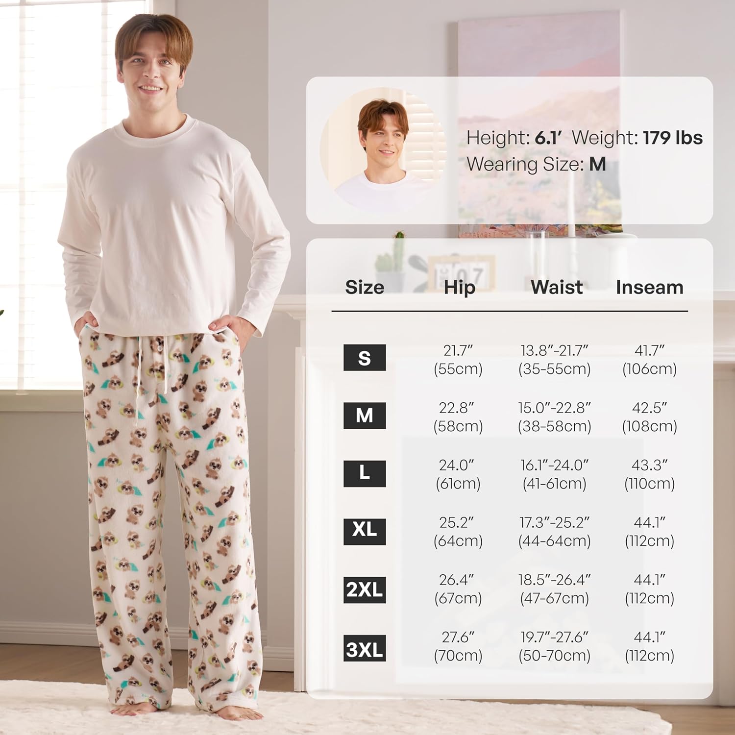 Giggling Getup Mens Pajama Pants Soft Flannel Fleece Pajama Bottoms Sleep & Lounge Pants with Pockets and Drawstring - Image 5