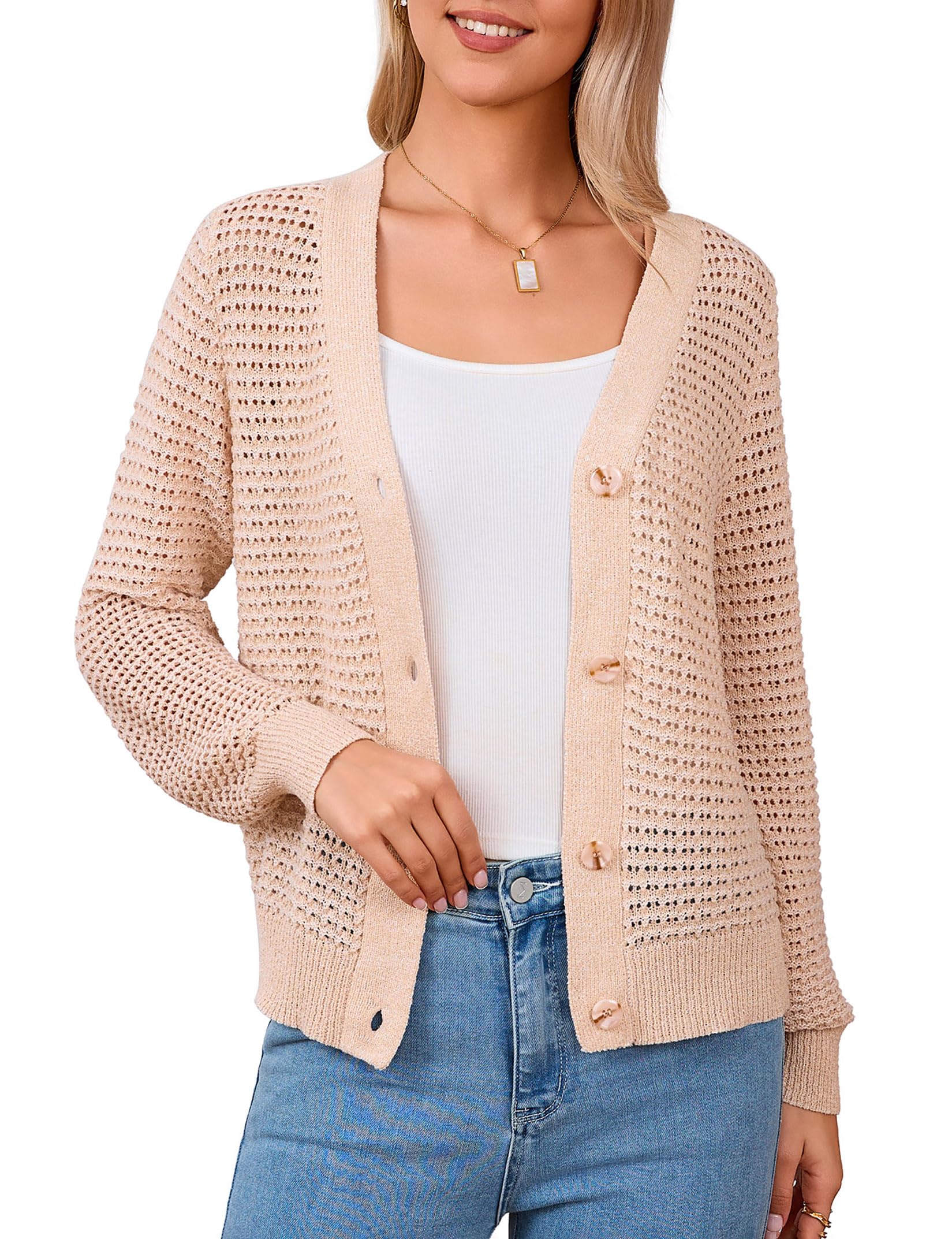 YesFashion Sommer Strickjacke Damen Kurz Jäckchen Für Abendkleid Bolero Damen Festlich Trachtenjacke Mit Knöpfe