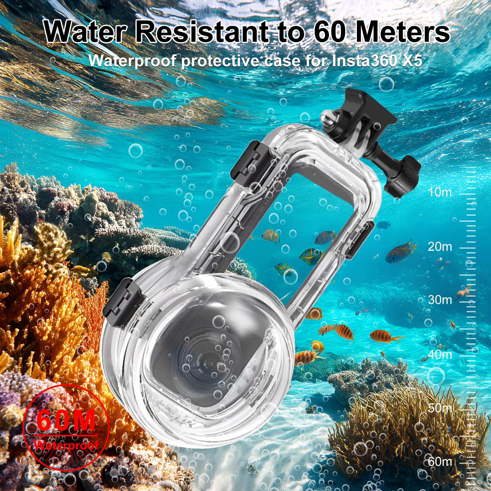 PULUZ 60m Impermeabile Custodia Sigillata Dive Case per Insta360 X5, Protettiva Subacquea Copertura Invisibile Fotografia a 360 Gradi Accessori