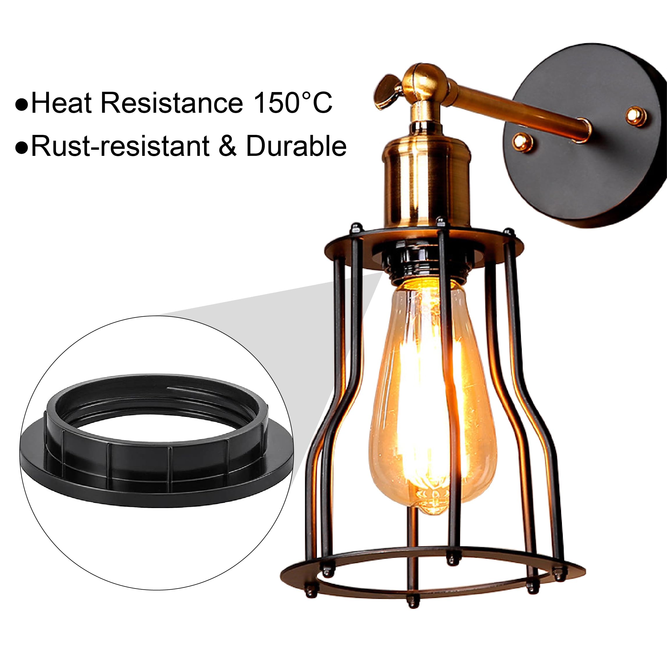 6 Adaptateurs E27 Vers E14 + 6 Réducteurs E14 Pour Abat-jour - Anneaux Plastique, Fixation Lampe, Lustre, Lampe De Chevet