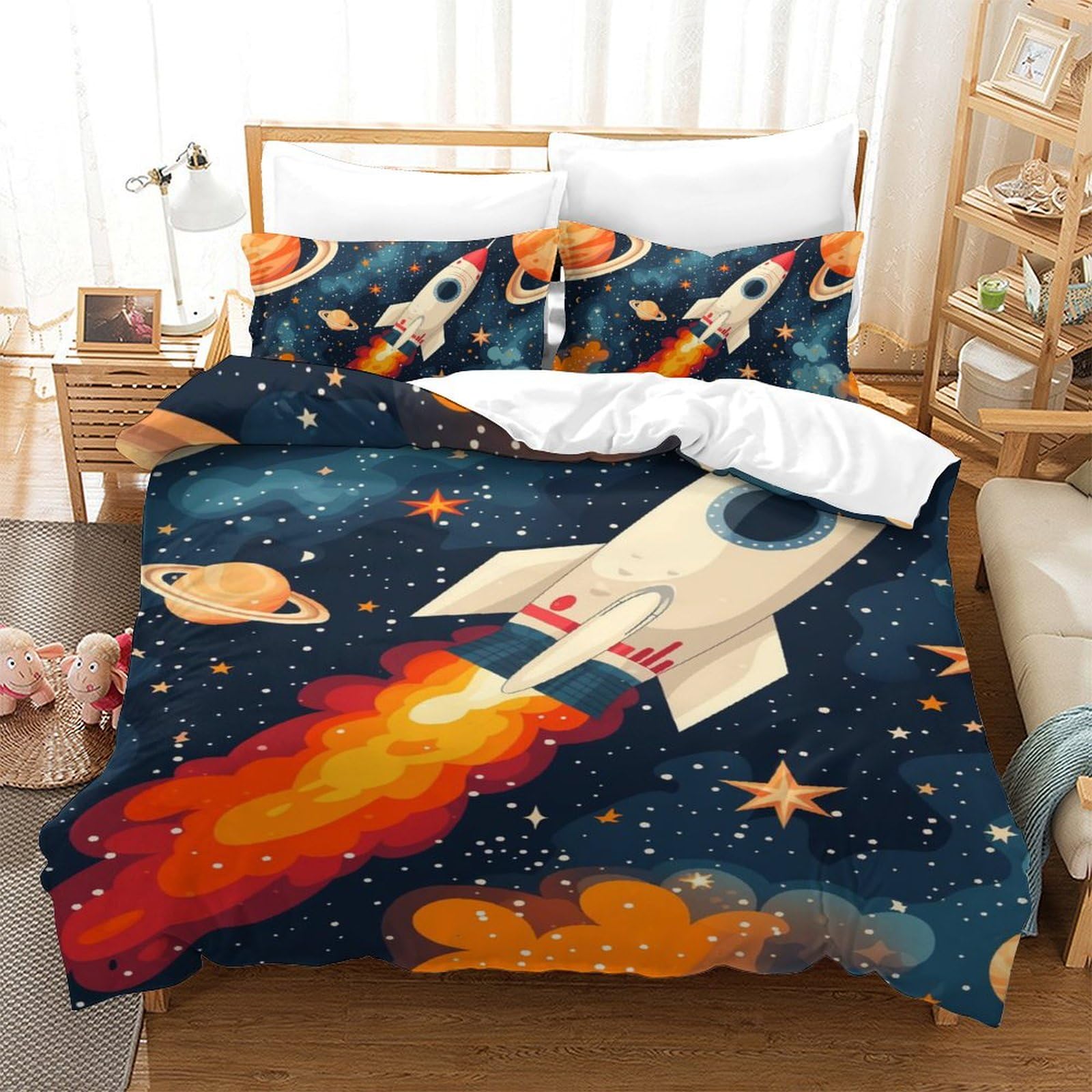 Housse de couette fusée spatiale pour créer une chambre d'enfant cosmique