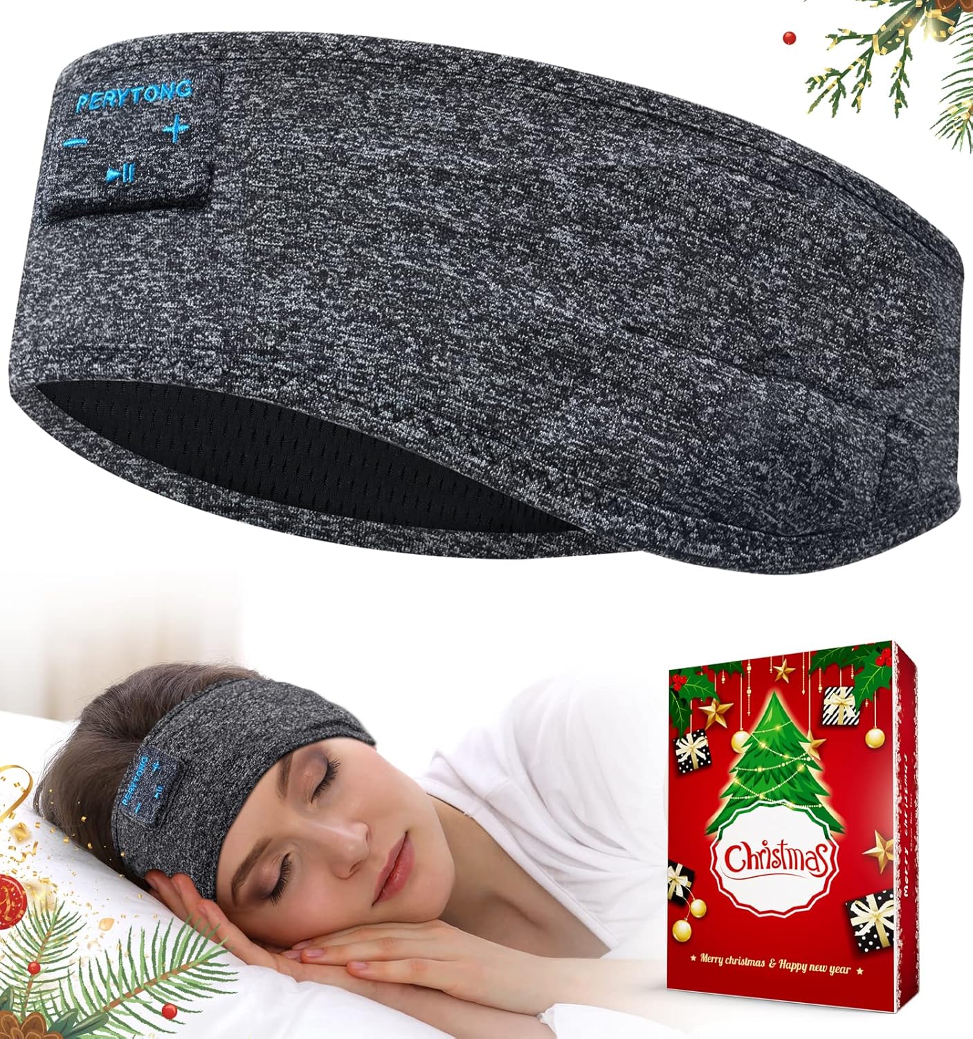 Perytong Sleep Headphones Bluetooth Headband Christmas