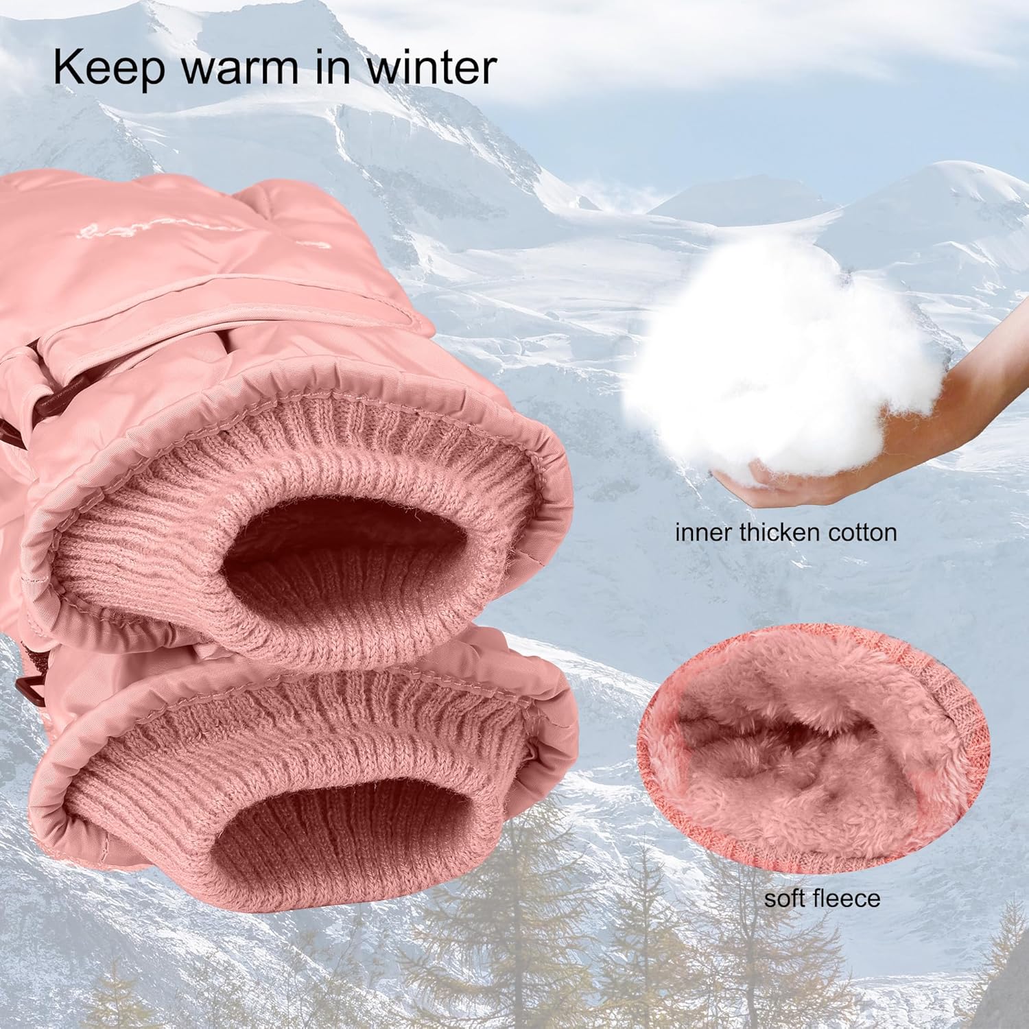 Winter Women Ski Gloves, Waterproof Touch Screen Snow Gloves, Warm Windproof Snowboard for Skiing Hiking Cycling - Image 6
