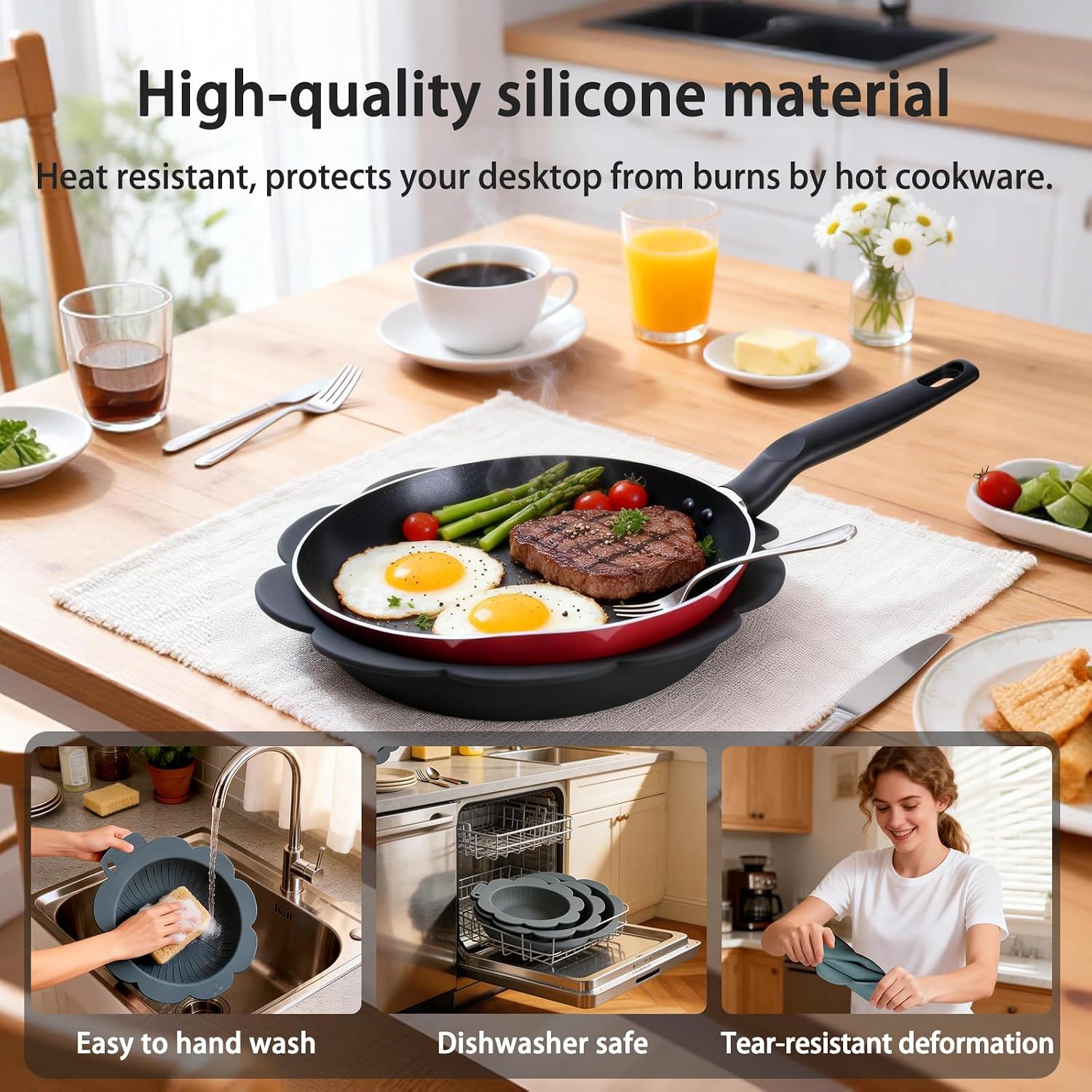 Pan Protectors&Separators for Stacking Silicone,Pan and Pot Protectors | (Include 8",10",12") 3pcs Thicker,Pan Scratch Protector Nonstick Frying Pans &More Reusable,Dishwasher Safe