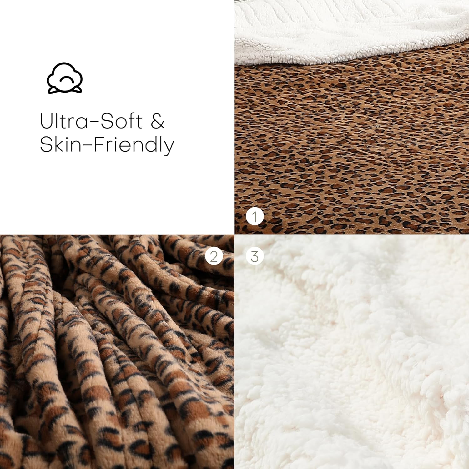 LUXIAN Electric Heated Blanket Full Size 72"x84" - Microplush & Sherpa Fabric Dual-Sided, 9 Heat Settings & 10 Hours Auto Off, Cozy Warming Throw for Office or Bed, Machine Washable, Leopard Print - Image 2