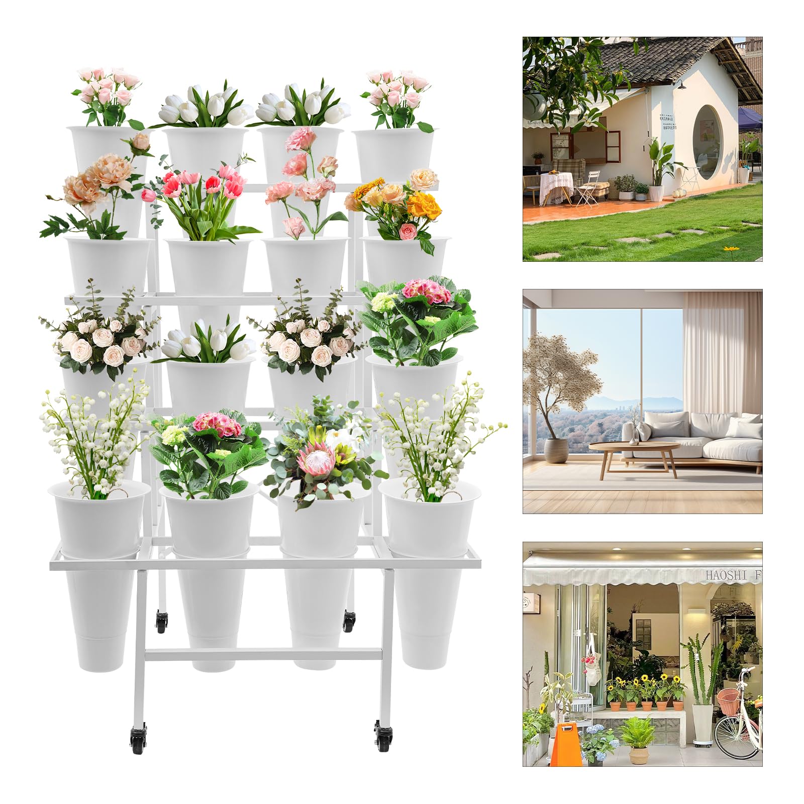 Amazon.com: 4 Tiers White Flower Display Stand With 16 White