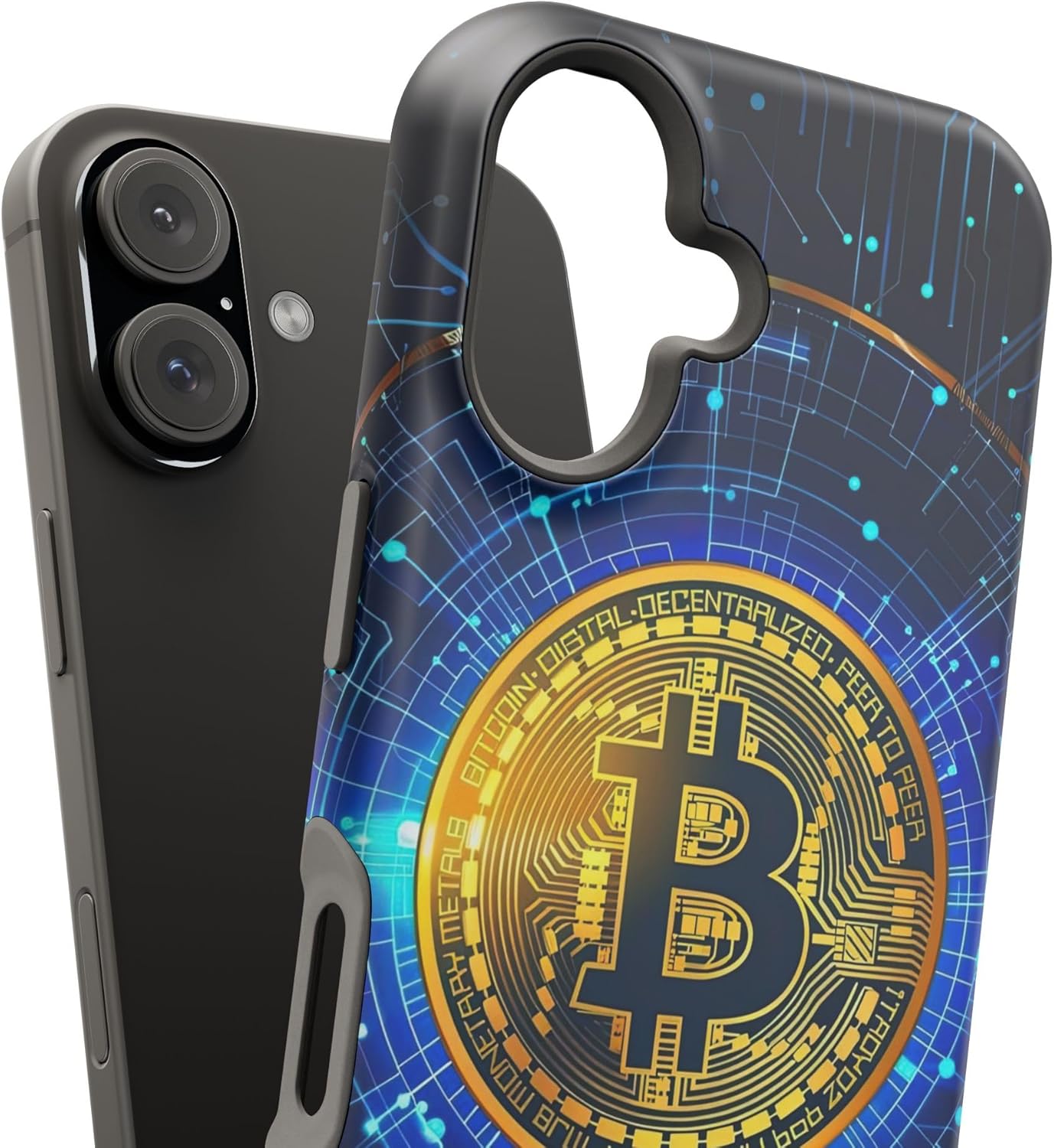 Jakers Bitcoin Magnetic Tough Case for iPhone 13 14 15 16 Models – Crypto-Inspired Durable Dual-Layer Cover with Bold Design Matte