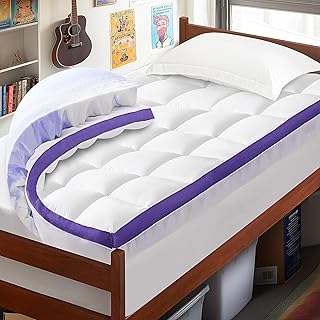 Dual Layer Memory Foam Twin XL Mattress Topper - 2 Inch Gel Egg Crate Foam and 2 Inch Cooling Pillow Top Cover Rayon Made from Bamboo, Twin Extra Long College Dorm Support for Back Pain