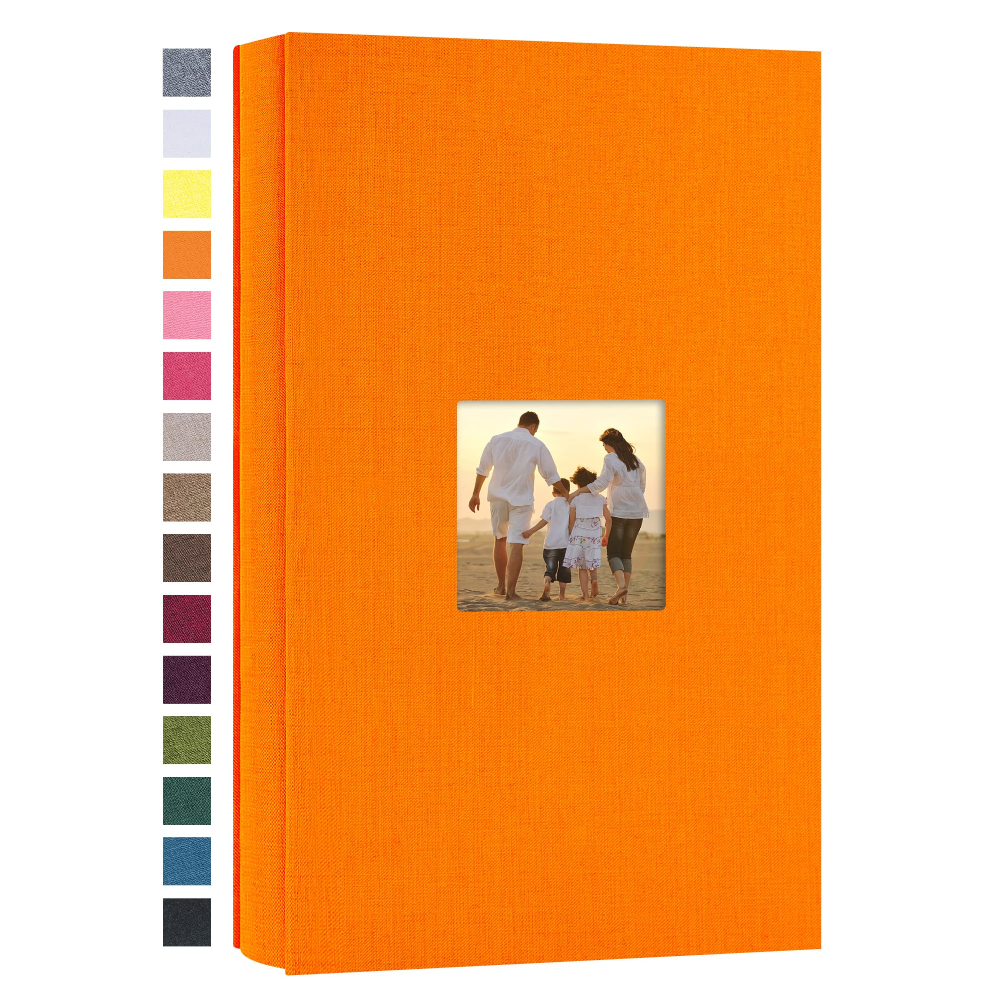 potricher Small Photo Album 4x6 300 Photos Linen Cover Picture Photo Book for Family Wedding Anniversary Baby Vacation (Orange,300 Pockets)