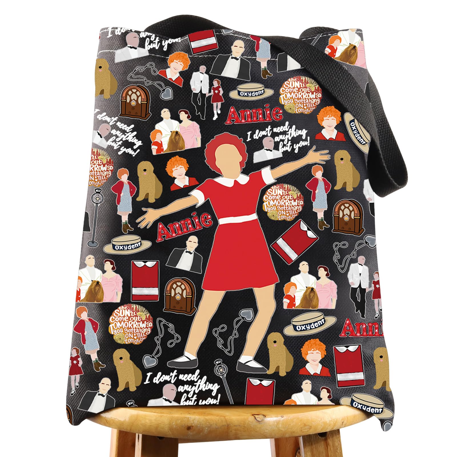 WZMPA Red Ribbon Girl Musical Toiletry Bag Oliver Warbucks Fans Gift Hope In Scarlet Zipper Bag Hard-Knock Dreams Inspired Gift