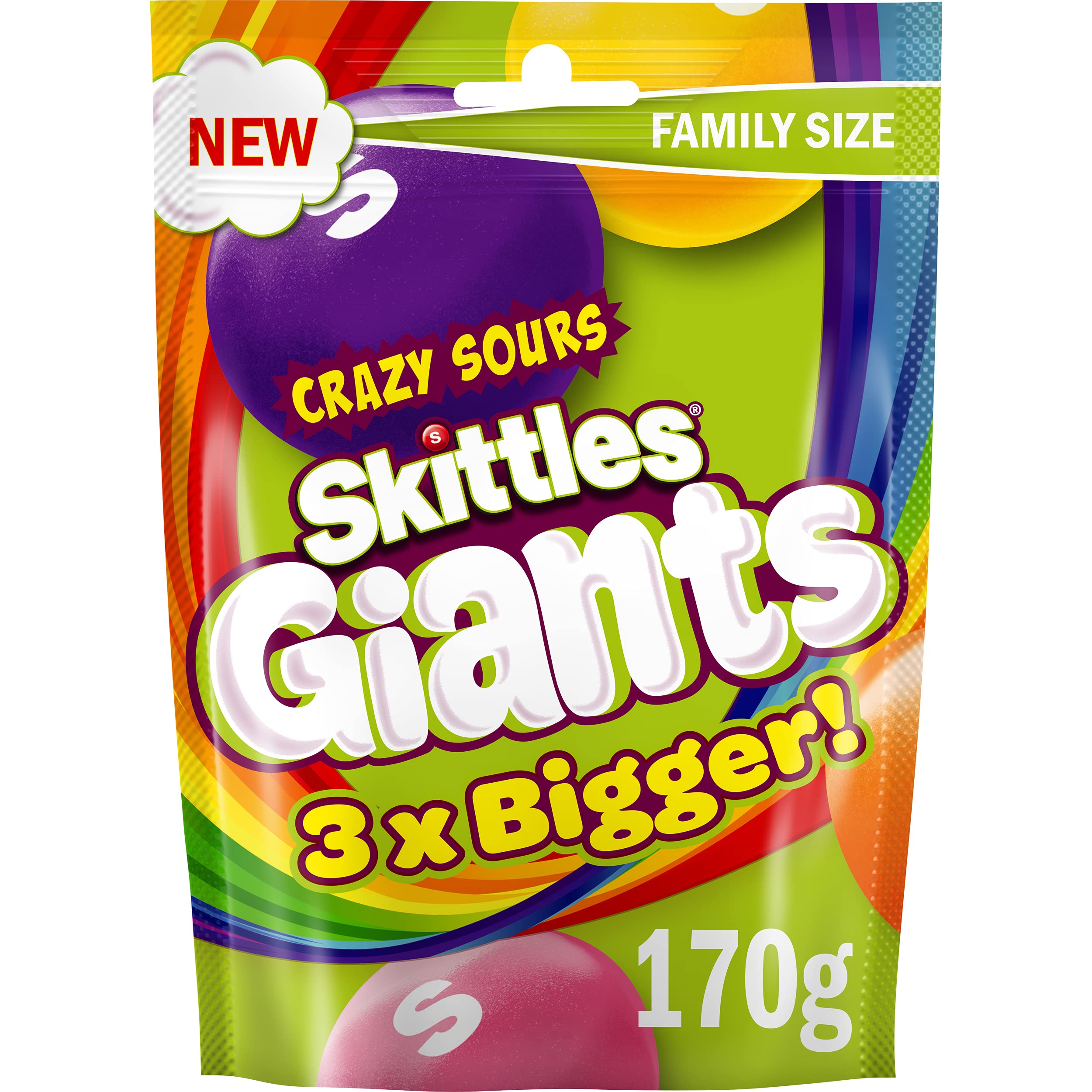 Skittles Giants Sour Sweets Pouch Bag 170g
