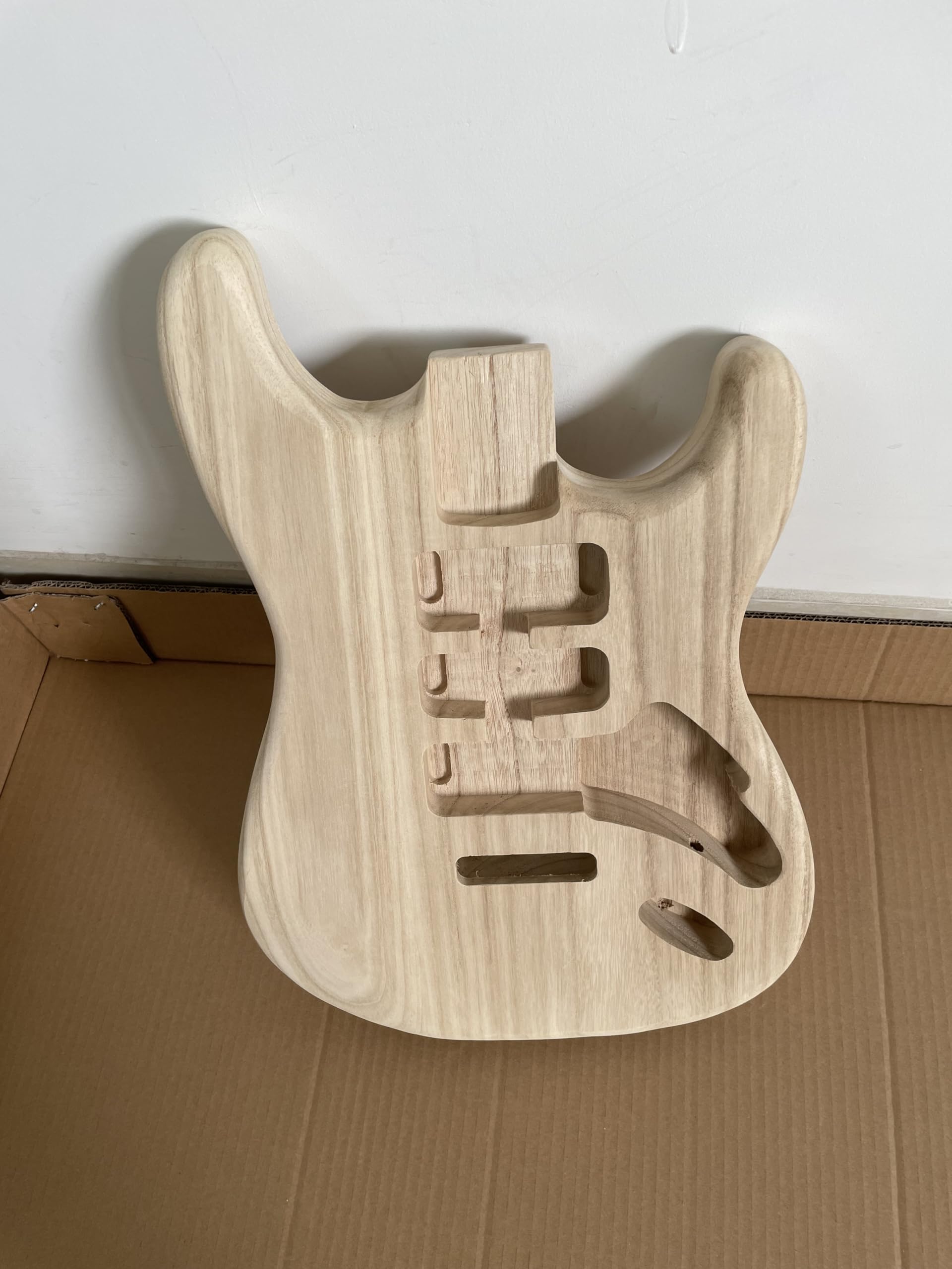 DIY Handcrafted Guitar Body Candlenut Wood Electric Guitar Body Guitar Barrel Replacement Parts for ST Style Guitars Unfinished Parts H-S-H
