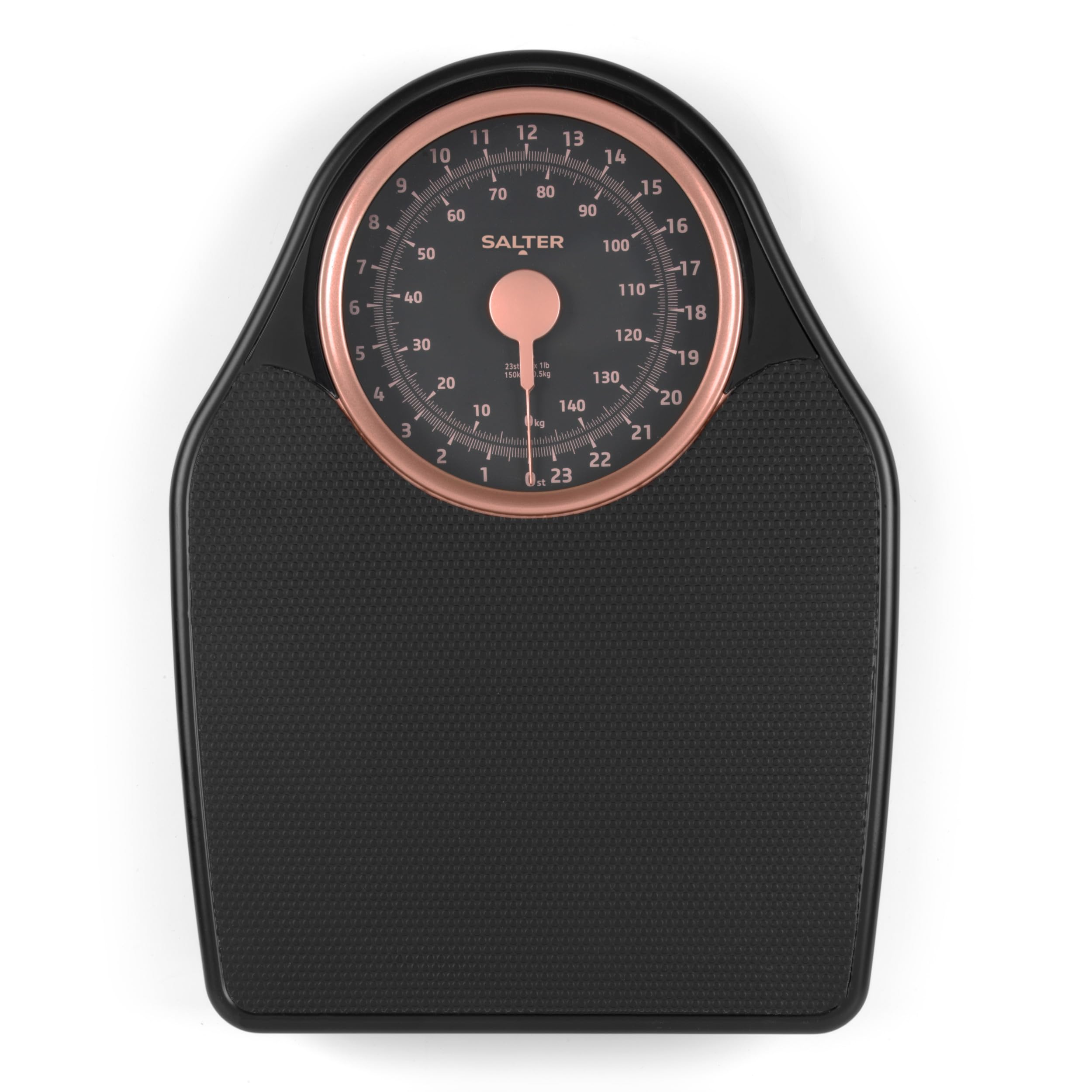Salter 145 RGFEU16 Doctor Style Mechanical Bathroom Scale, Body Weight Scale with 150kg Capacity, Easy Read Dial with Rotating Pointer, Large Platform with Vinyl Mat, No Battery Required, Rose Gold-image-7