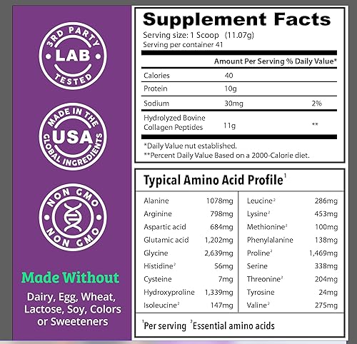 Miniatura 3 de Dr. Matthew Polvo de péptidos de colágeno hidrolizados, sin sabor y alimentado con pasto para cabello, piel, articulaciones, sin OMG, apto para