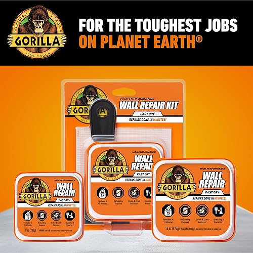 Miniatura 8 de Gorilla Wall Repair Kit Featuring Gorilla Heavy Duty Wall Repair Spackling + Primer White