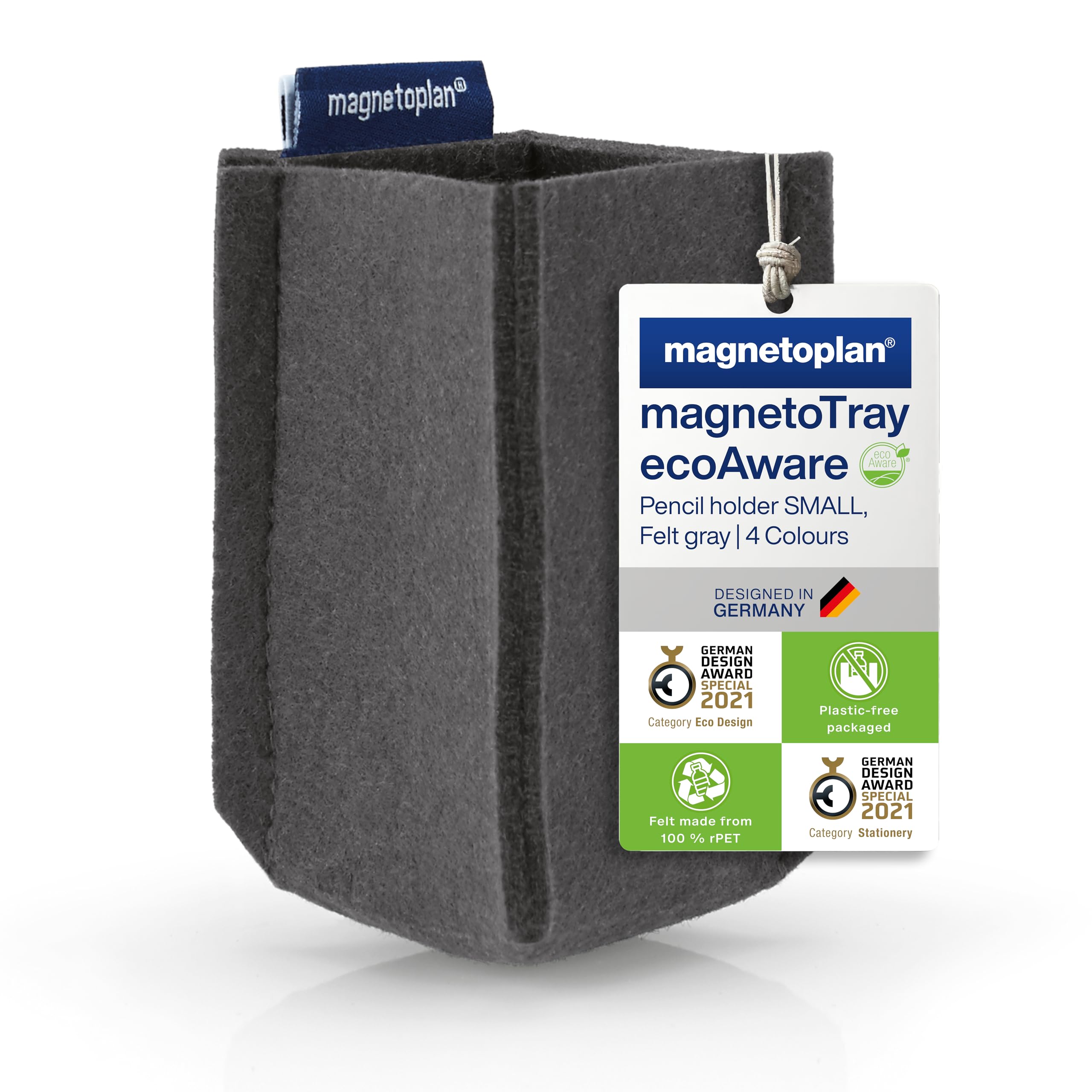 Magnetoplan Tray Pencil Cup, Grey, Medium, 100mm Height, 130mm Width, 60m Length