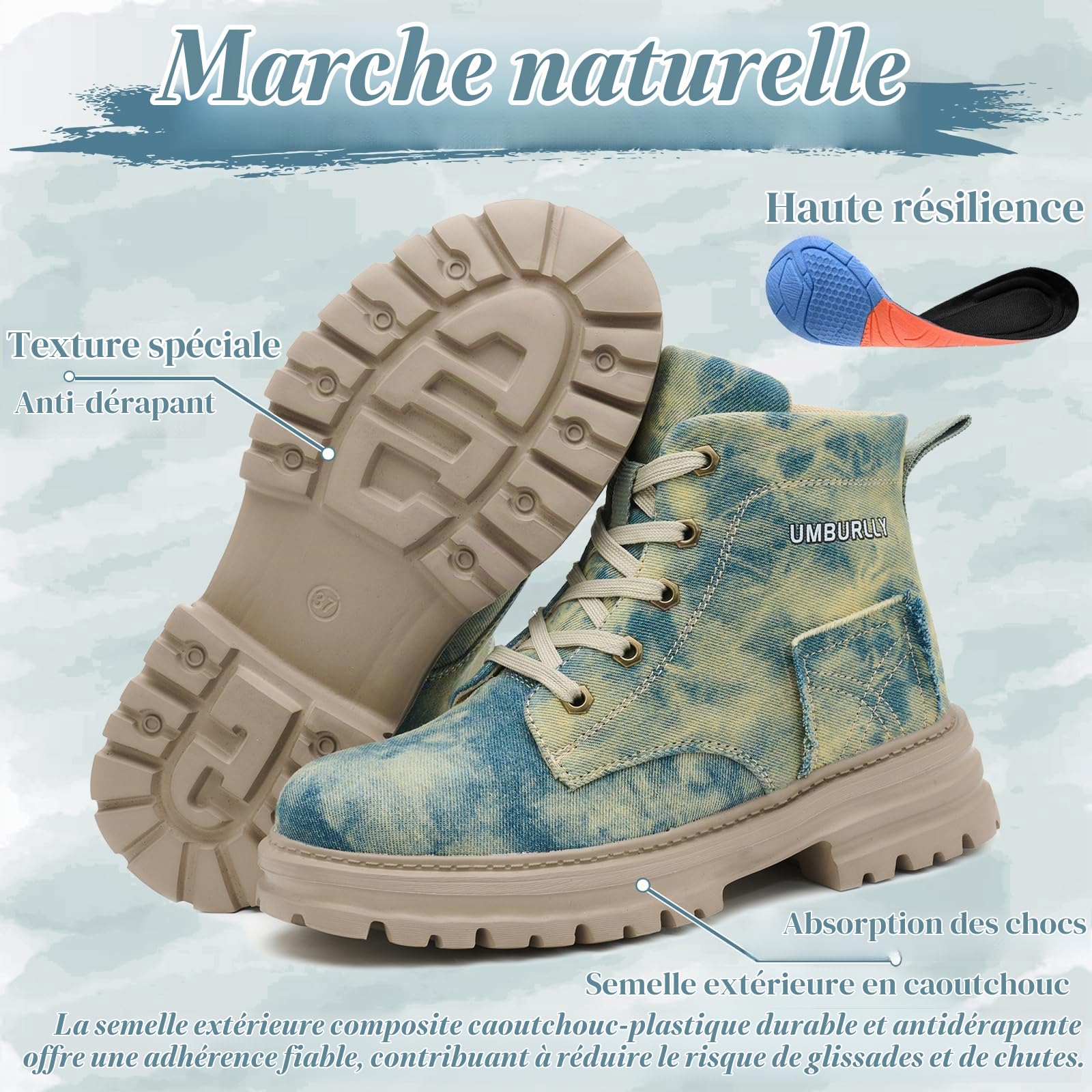 Chaussures de Sécurité Femmes Confortable Basket de Securite avec Embout en Acier Légère Bottes de Sécurité Respirante Chaussures de Travail Antidérapante