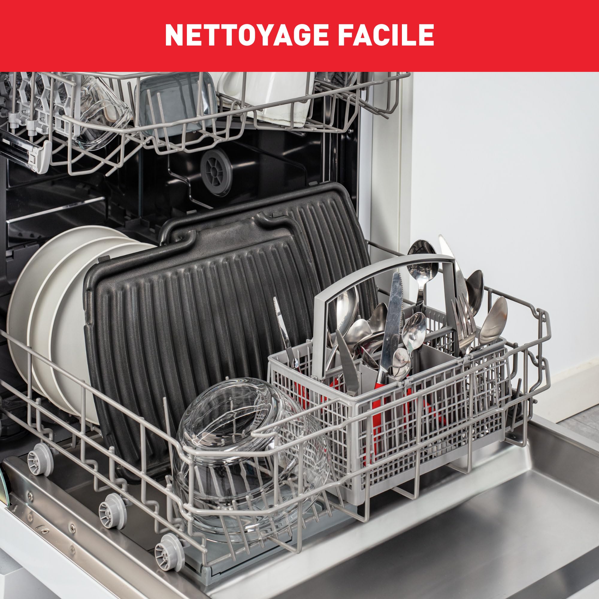 Tefal GC305012 Ultra Compact Grill électrique, Position barbecue, 2000 W, Cuisson saine, Plaques antiadhésives compatibles lave-vaisselle, Bac de récupération des jus, Noir, Métallique, Titane