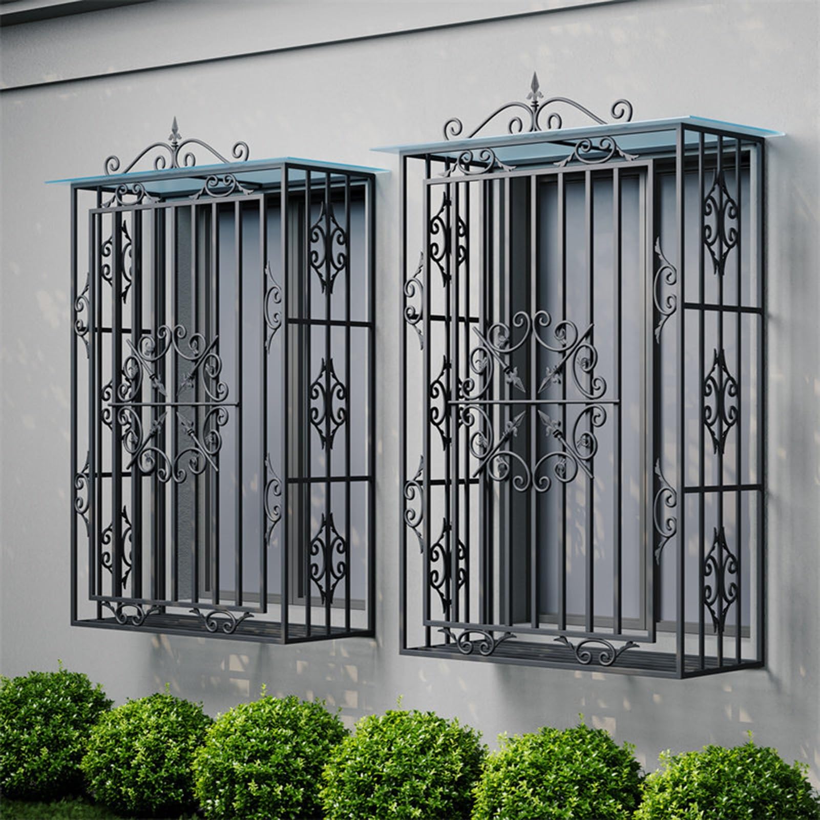 Reja para Ventana de Aluminio | Rejas Decorativas Exterior para Chalet, Ancho Personalizable 50-180cm, Protector Taladro(Blanco,100X120CM)