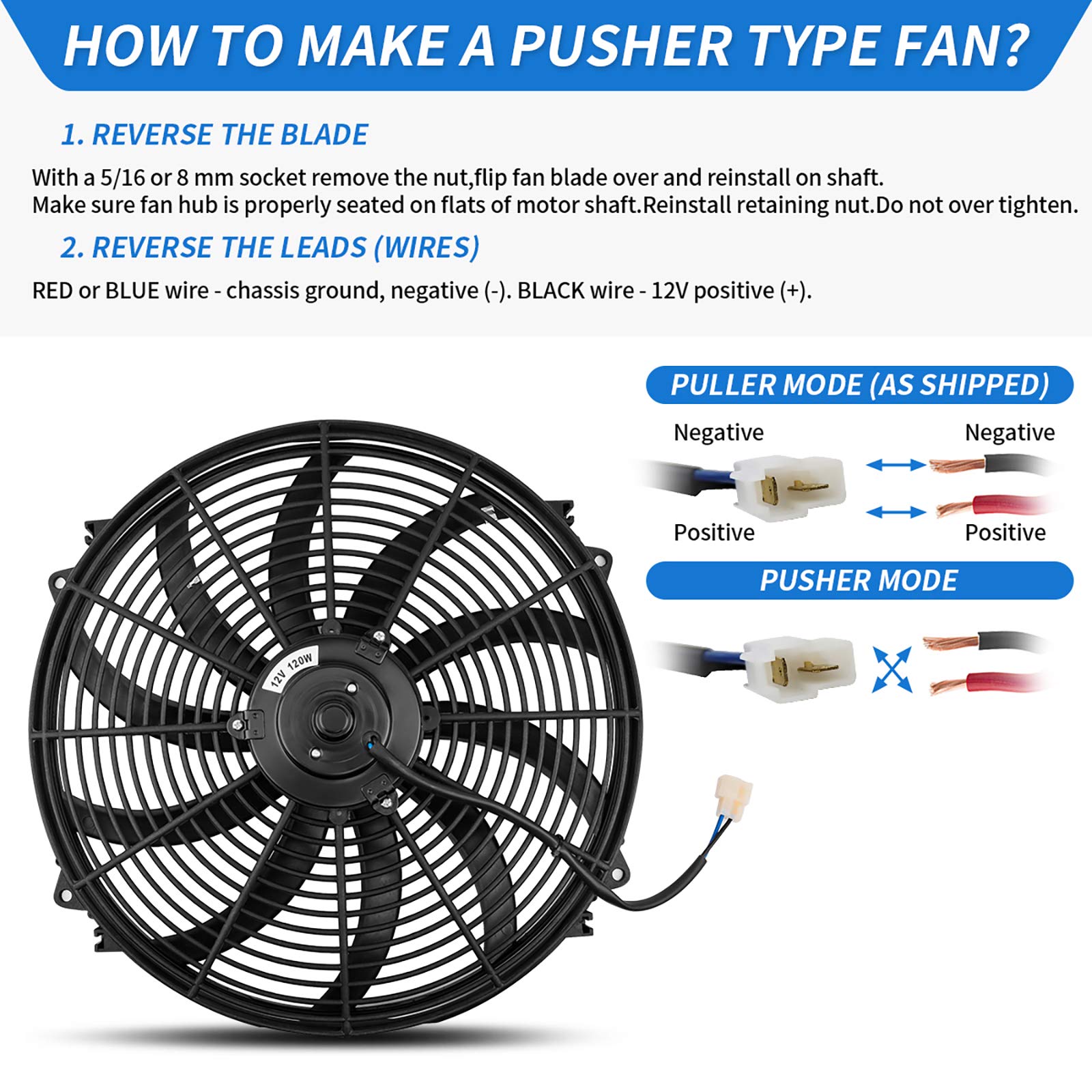 Universal High Performance Reversible 16 Inch Electric Engine Radiator