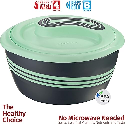 Miniatura 2 de Pinnacle - Cacerola aislada con tapa, 3 piezas. Juego de 2.6  1.5  1 cuarto de galón. Calentadorenfriador de comida, cuenco térmico para servir