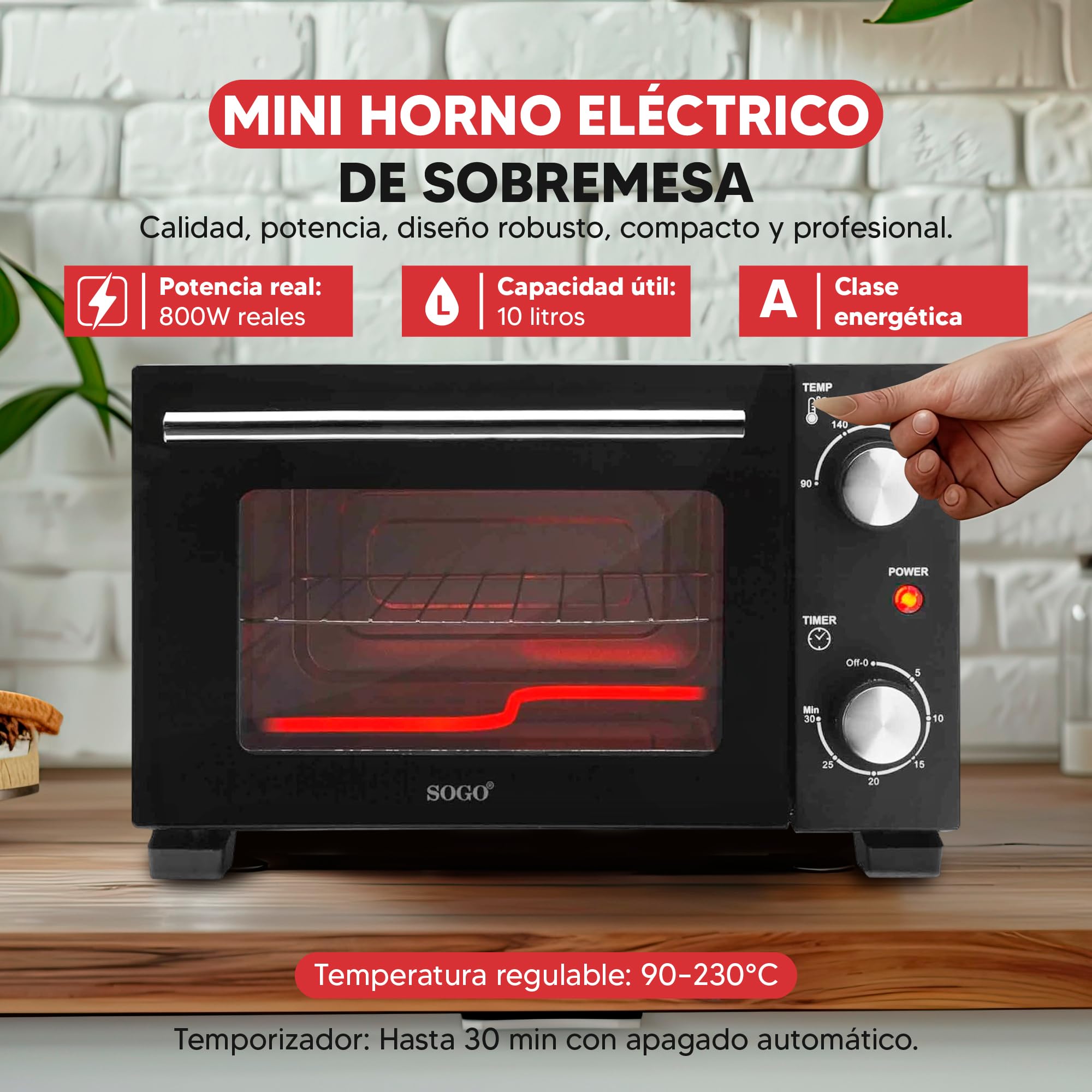 SOGO SS-10530 MINI FORNO TOSTER -10L - 1000W