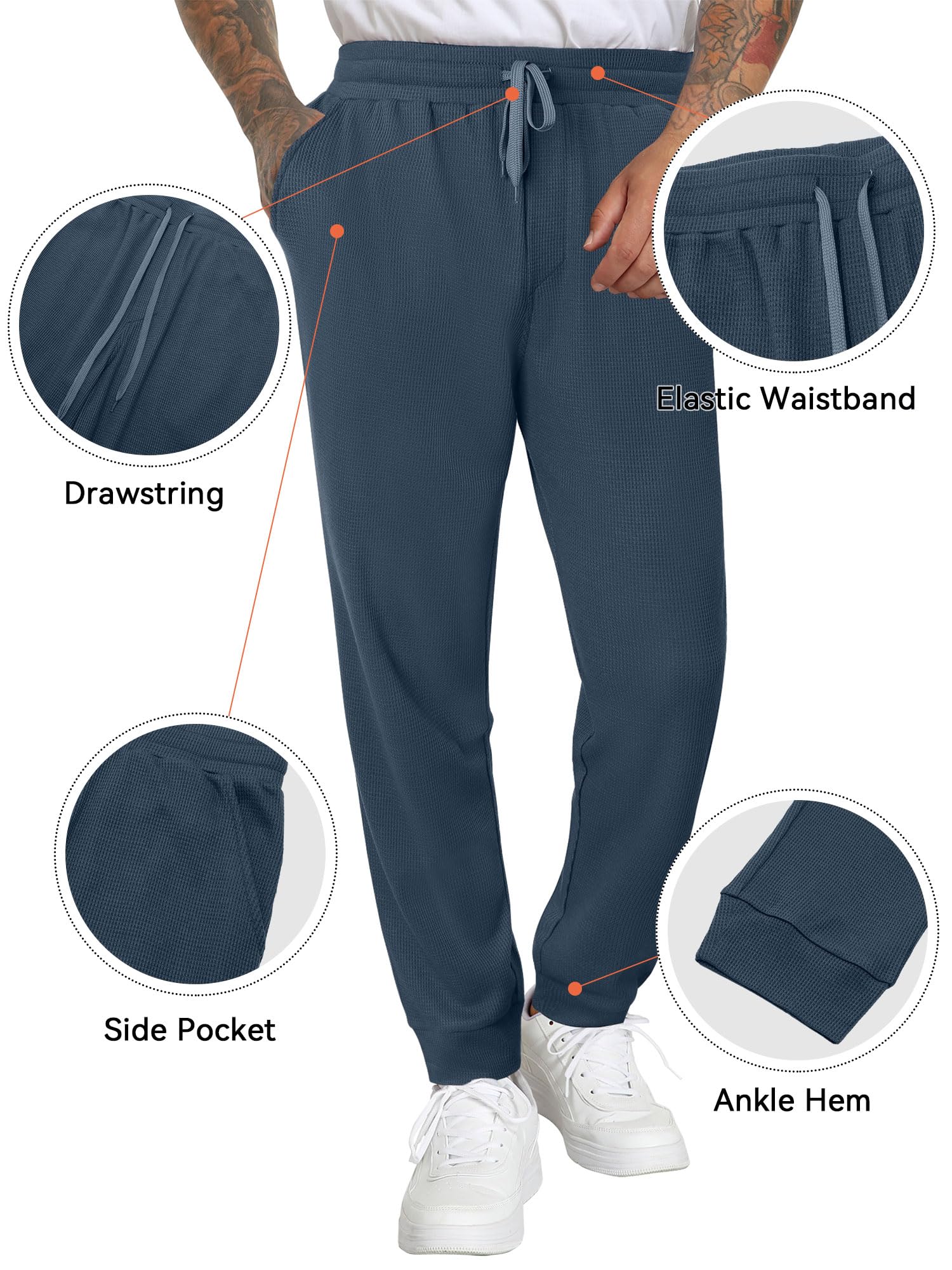 Men's Casual Drawstring Baggy Jogger Pants Tapered Elastic Waist Sweatpants with Pockets
