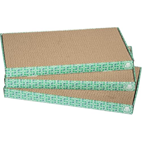 Kitty City XL Wide Corrugate Cat Scratchers 3 Pieces, Cat Scratching, Cat Scratch Pad, Door Clips, Furniture Protectors from Cat Scratching