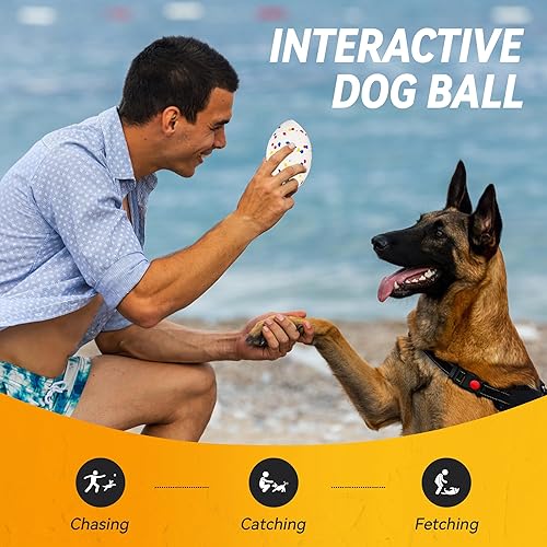 Miniatura 7 de FUSOTO Pelotas para perros, Fútbol para perros para masticadores agresivos (bola blanca - rojo+azul+amarillo)