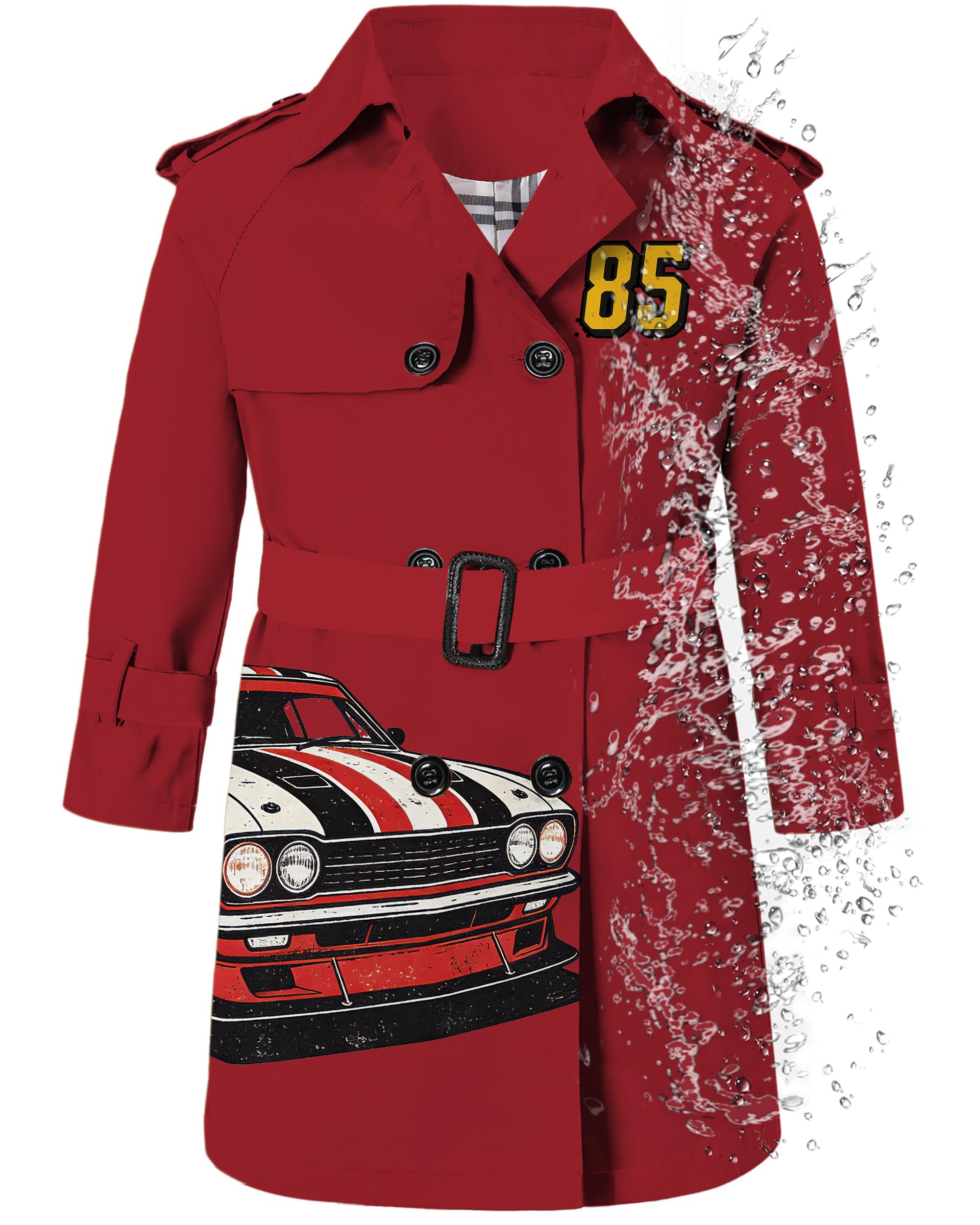 Betusline Boys Waterproof Trench Coat Double Breasted Classic Belted Outwear Jacket Dress Coats