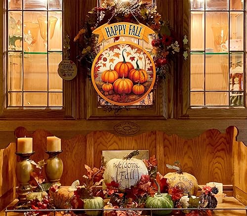 Miniatura 2 de D24TIME Letrero de bienvenida de otoño, letrero de puerta de Acción de Gracias, colgante de calabaza de otoño, cosecha, letrero de puerta delantera,
