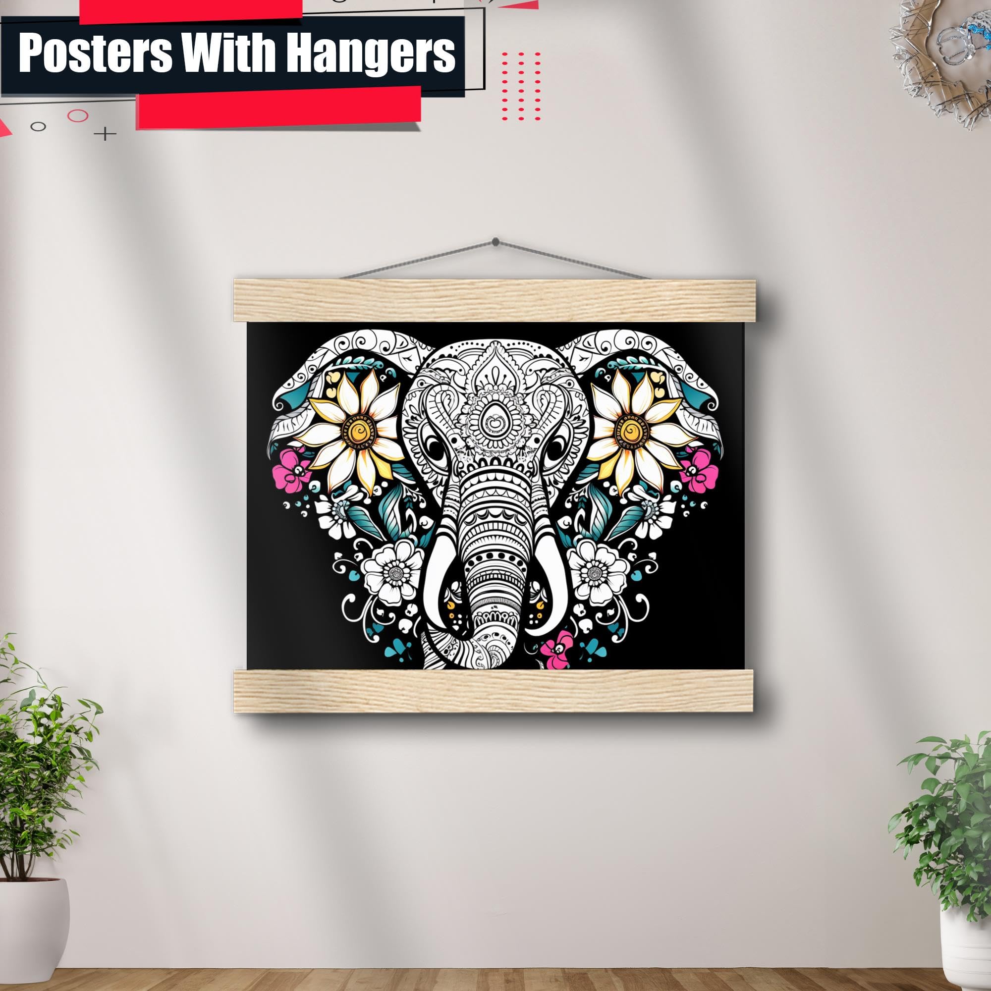 Amazon.com: Tribal Mandala Elephant Wall Art, Intricate Black and