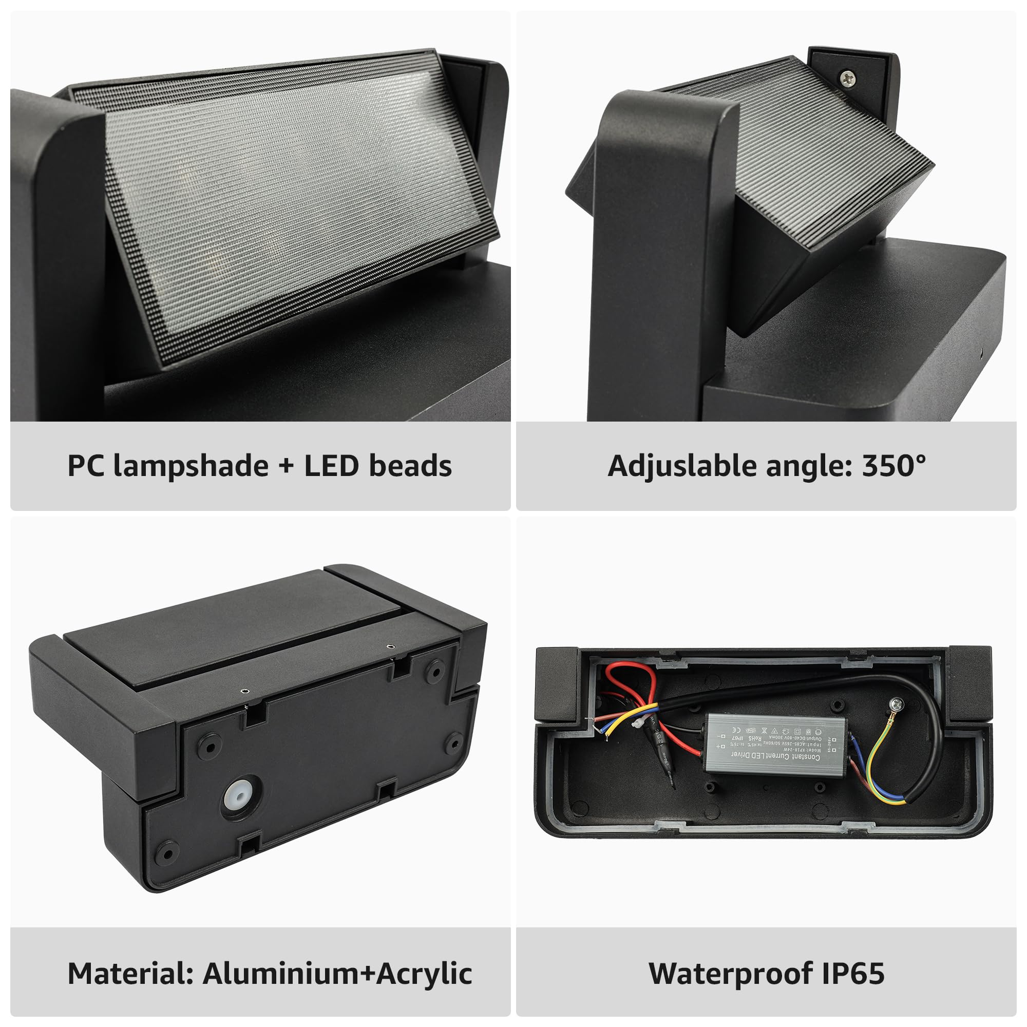 Aipsun 24W Außenwandleuchte - IP65 Wasserdicht & Schwenkbar