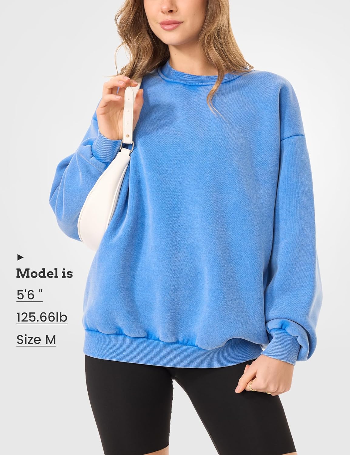 FAIABLE Womens Acid Wash Crewneck Sweatshirt Oversized Fleece Heavyweight Sweatshirts Unisex Vintage Cotton Pullover