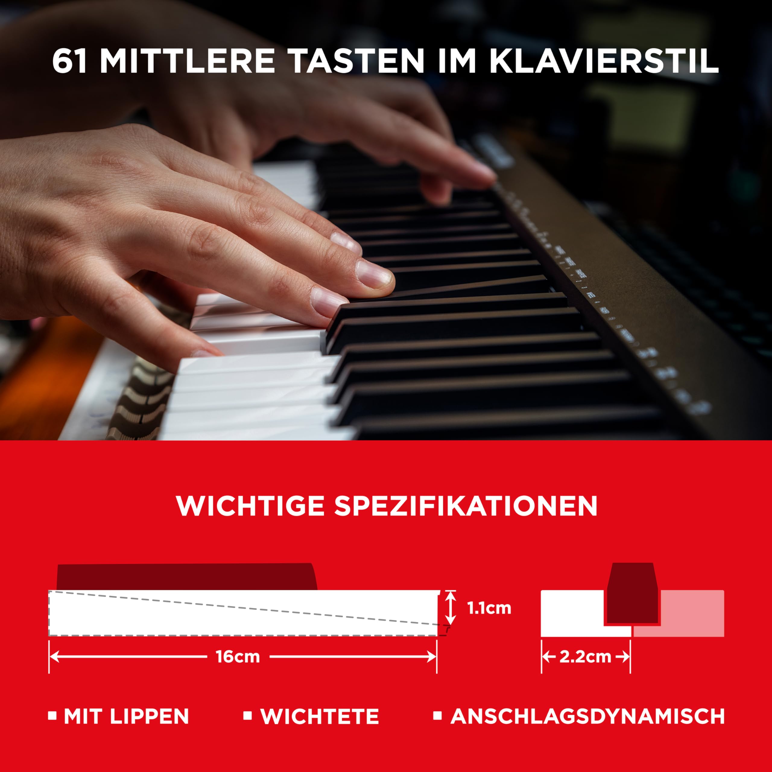 M-AUDIO Keystation 61 MKIII - Kompakter 61-Tasten MIDI Keyboard Controller mit Zuweisbaren Reglern, Pitch/Modulation Rädern, Plug-And-Play (Mac/PC) Konnektivität und Software Production Suite
