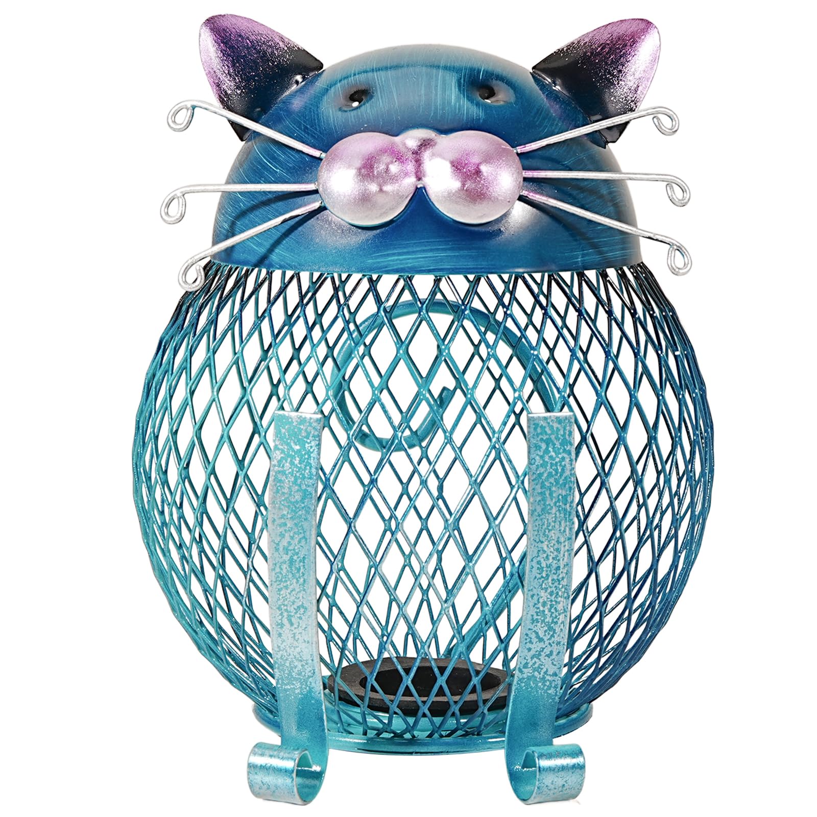 Photo 1 of Mloarts Metal Cat Coin Bank, Blue, 6.1 Inch