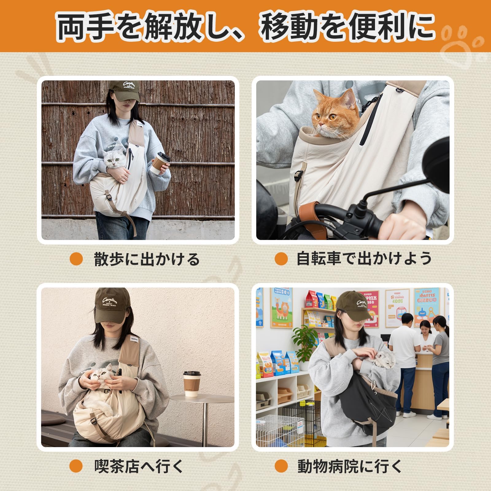 Amazon.co.jp: ペットスリング 犬 猫 抱っこ紐 小型犬 キャリーバッグ