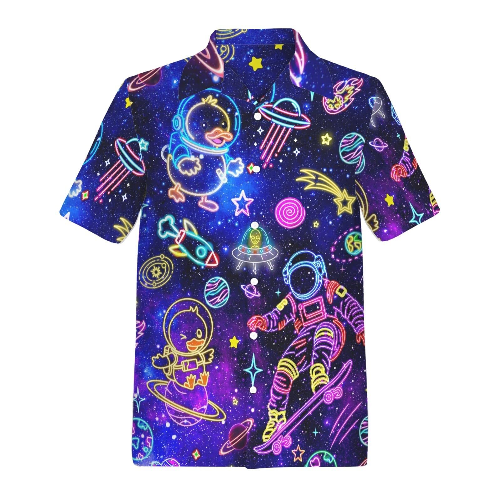 Artsadd 80s Outfit for Men 90s Shirt Hawaiian Button Down Retro Party Disco