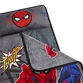 Marvel Spiderman Toddler Quilted Nap Mat with Built-in Pillow, Super Soft Kids Sleep Mat for Daycare & Travel, 26 x 46, Multicolor