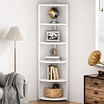 sogesfurniture 6-Tier Corner Shelf, Space-Saving Storage Rack Stand, Multifunctional Bookshelf & Plant Display,Ideal for Home, Office, Bathroom, White BHCA-10CZWKSF05-34WH