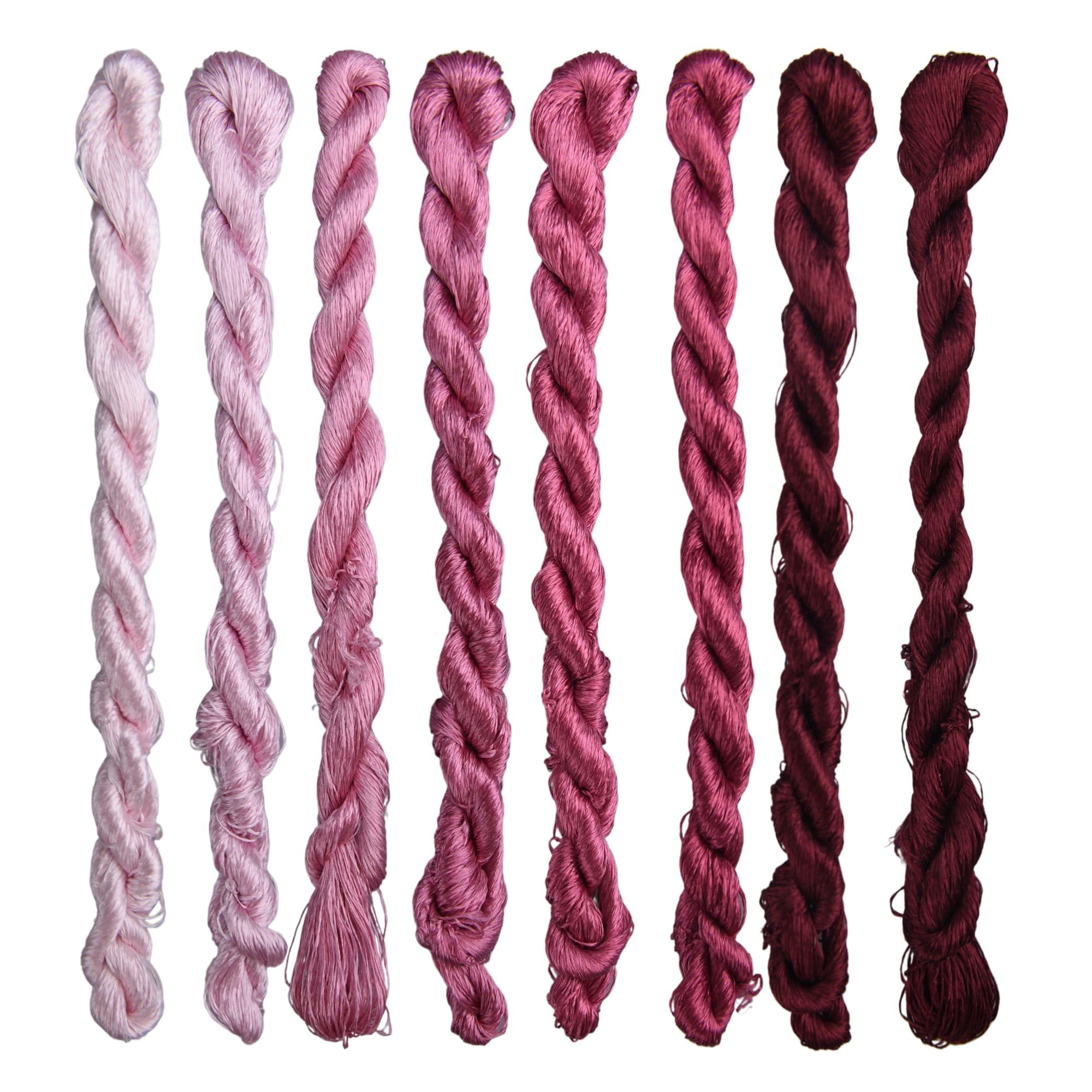MINGGUXIUYI Natural 100% Silk Thread, Handmade Embroidery Thread, Silk Embroidery Thread 880 Metres, 8 Colors (80)