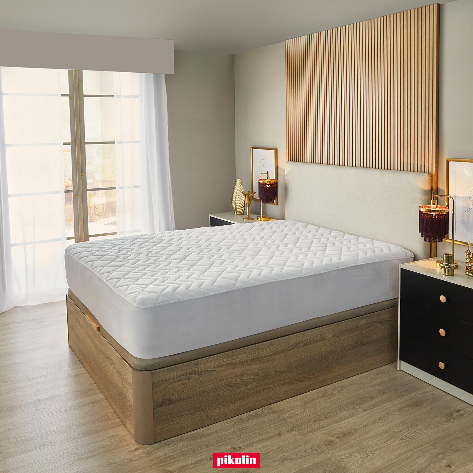 Pikolin Home - Coprimaterasso King Size in Tencel™ Hiper-traspirante, Imbottitura Tatto Piuma, Impermeabile e Termico, 180 x 190/200 cm, Faldone 45 cm