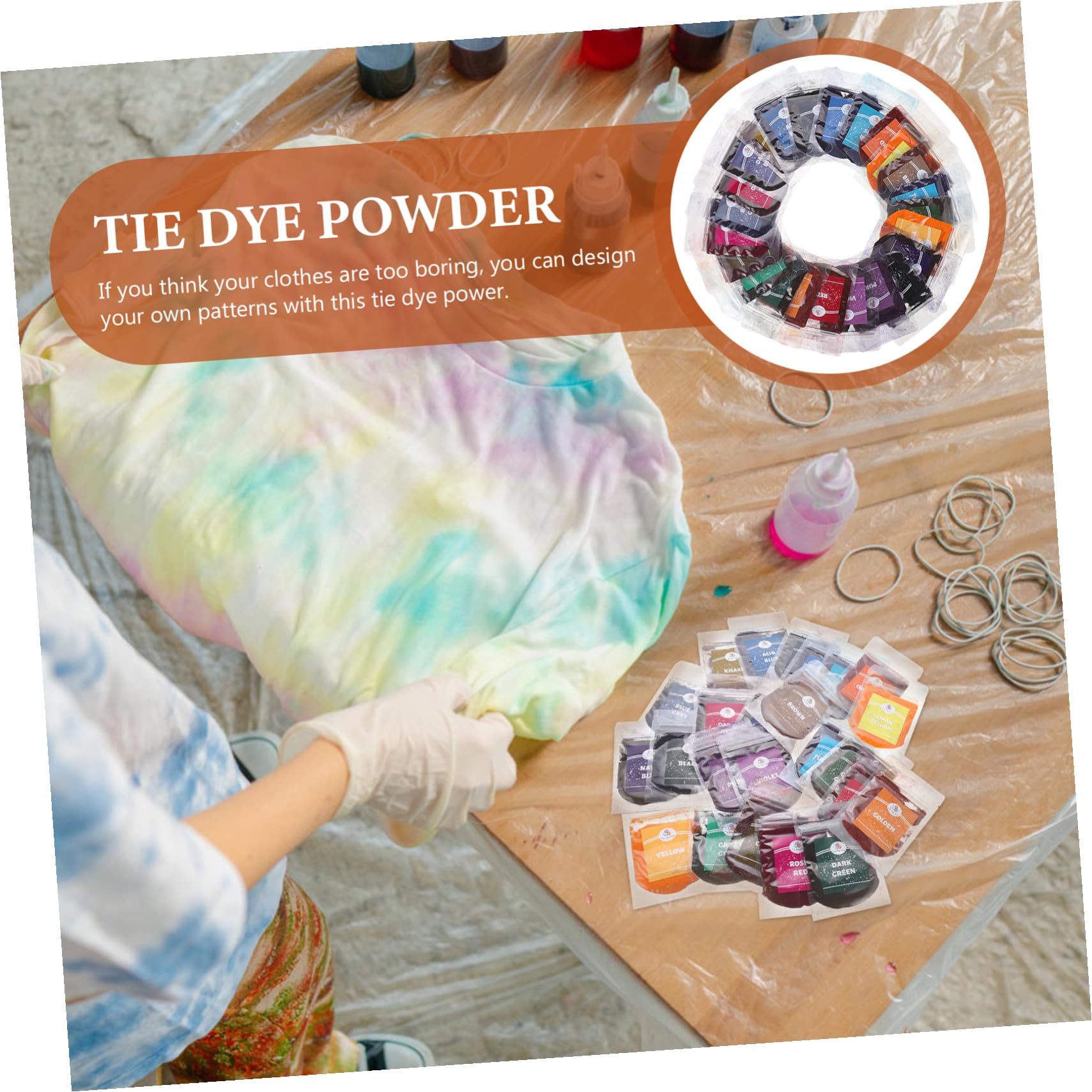 Set di Polveri per Tie Dye 24 Colori Sintetici per Decorare Tessuti e Sciarpe, per Arte e Diy, Adatto e Amici per Creazioni Uniche