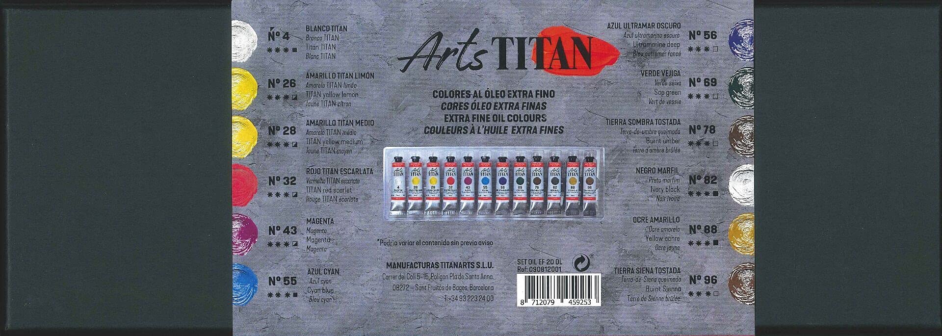 Caja Set 12 Oleos TITAN Extra Fino