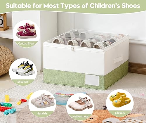 Miniatura 5 de Organizador de zapatos para niños para armario, gran capacidad, 16 rejillas, organizador de zapatos para niños pequeños, cestas divisores