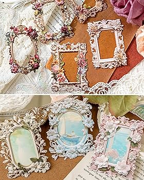 Amazon.com : 60PCS Embossed Flower Frame Scrapbook Paper