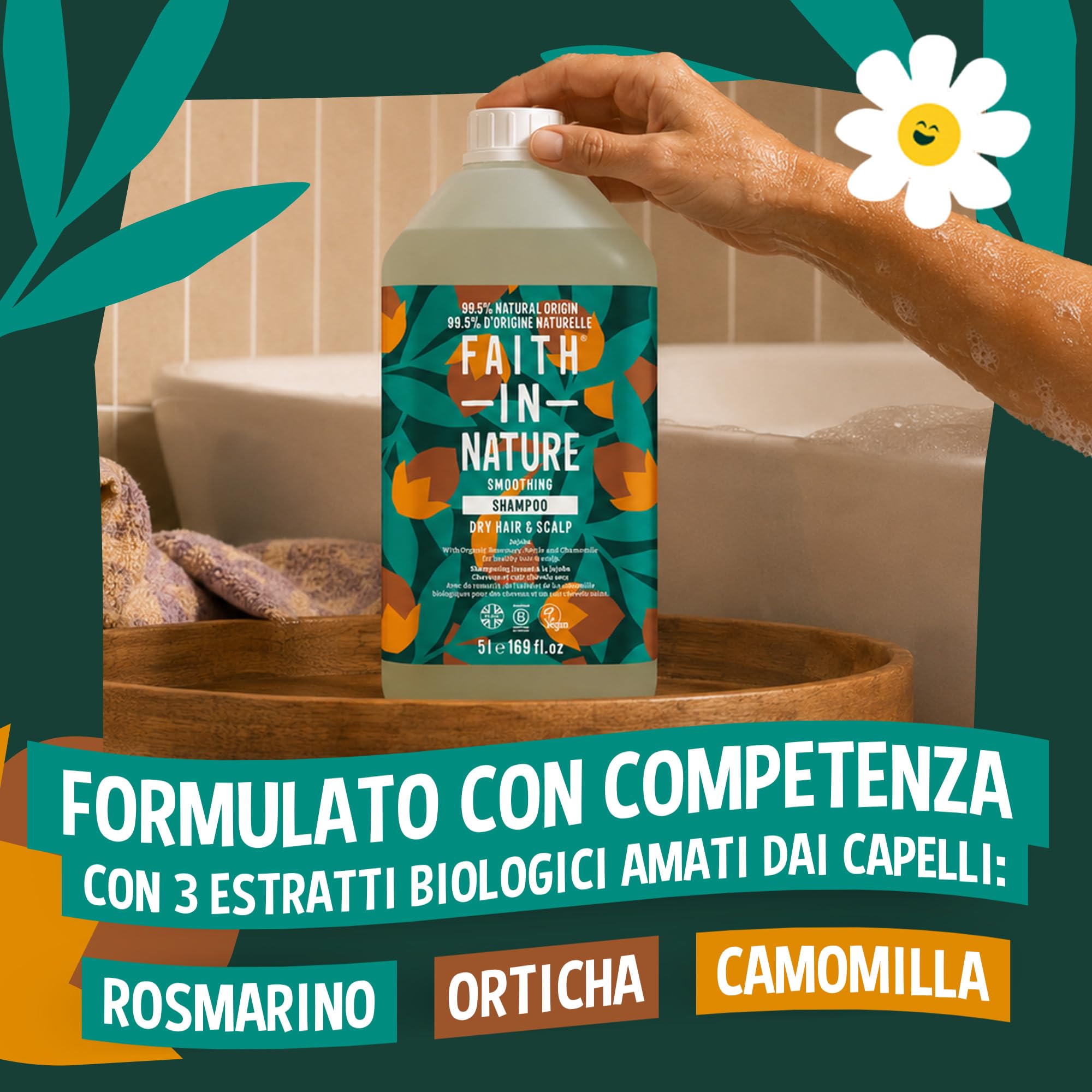 Faith In Nature Balsamo Naturale Jojoba, Lisciatore per Capelli e Cuoio Capelluto Secchi, Vegano e Cruelty Free, Senza SLS, Siliconi o Parabeni, Confezione Ricarica 5L