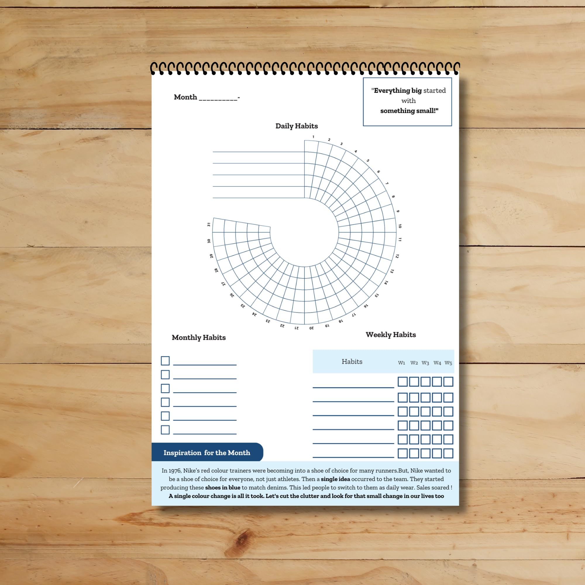 Daily Habit Tracker Calendar | Undated 12 months | Motivational Goal Productivity and Workout Journal | A5 Size Wiro Bound-picture-30